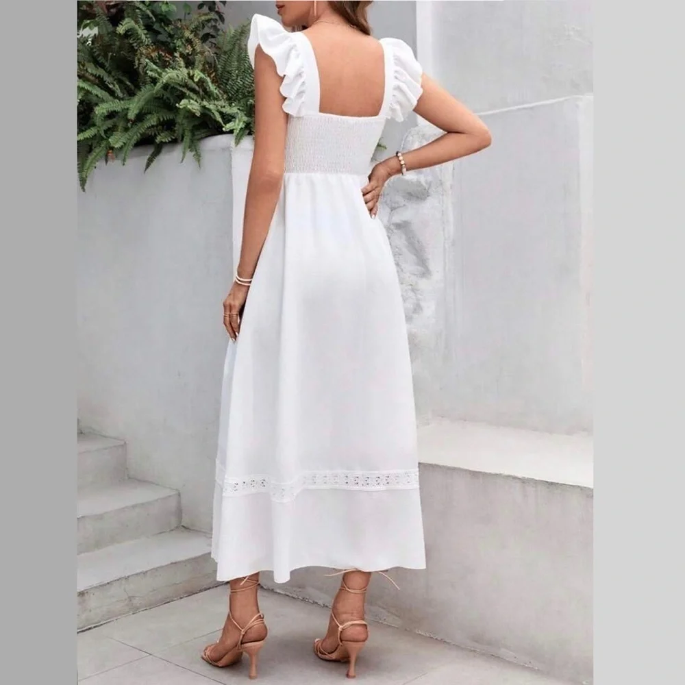 SHIEN CURVE — Plus Size Boho Flared Cap Sleeve Ruffle Hem Dress Size 0XL (12) - Picture 2 of 12